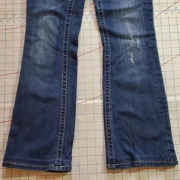 Miss Me Boot Women's Size 27 Jeans Actual 28x30 Denim Beaded Jeweled Blue - Picture 6 of 16